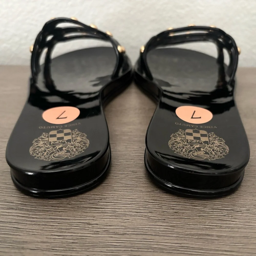 Vince Camuto • Carron Jelly Slide Sandals - Black w/ Gold Studs, Women’s Size 7 - Picture 7 of 14